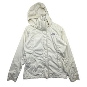 The North Face White Mesh Lined Hooded Windbreaker Jacket Womens Small Full Zip